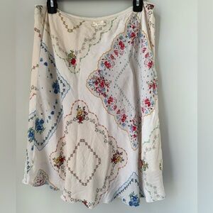 Wild Fable Floral A-Line Skirt in Cream